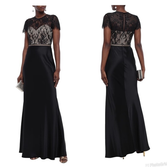 NWT Catherine Deane Lace-paneled cotton-blend satin gown - Picture 1 of 12